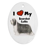 I Love My Bearded Collie Ornament (Oval)