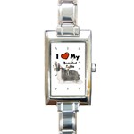 I Love My Bearded Collie Rectangular Italian Charm Watch