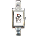 I Love My Bedlington Terrier Rectangular Italian Charm Watch