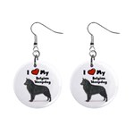 I Love My Belgian Sheepdog 1  Button Earrings