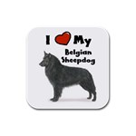 I Love My Belgian Sheepdog Rubber Square Coaster (4 pack)