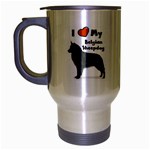 I Love My Belgian Sheepdog Travel Mug (Silver Gray)