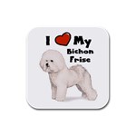 I Love My Bichon Frise Rubber Square Coaster (4 pack)