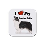 I Love My Border Collie Rubber Square Coaster (4 pack)