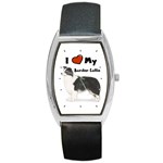 I Love My Border Collie Barrel Style Metal Watch