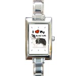 I Love My Border Collie Rectangular Italian Charm Watch