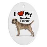 I Love My Border Terrier Ornament (Oval)