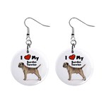 I Love My Border Terrier 1  Button Earrings