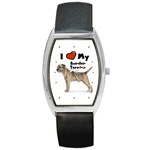 I Love My Border Terrier Barrel Style Metal Watch