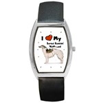 I Love My Borzoi Russian Wolfhound Barrel Style Metal Watch