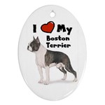 I Love My Boston Terrier Ornament (Oval)