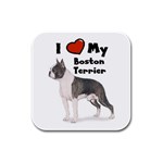 I Love My Boston Terrier Rubber Square Coaster (4 pack)