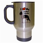 I Love My Boston Terrier Travel Mug (Silver Gray)