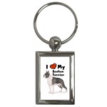 I Love My Boston Terrier Key Chain (Rectangle)