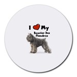 I Love My Bouvier des Flandres Round Mousepad