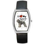 I Love My Bouvier des Flandres Barrel Style Metal Watch