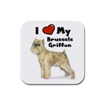 I Love My Brussels Griffon Rubber Square Coaster (4 pack)