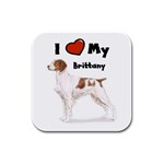 I Love My Brittany Rubber Square Coaster (4 pack)