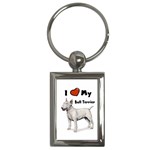 I Love My Bull Terrier Key Chain (Rectangle)