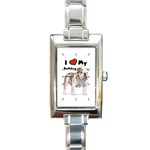 I Love My Bulldog Rectangular Italian Charm Watch