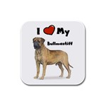 I Love My Bullmastiff Rubber Square Coaster (4 pack)