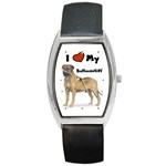 I Love My Bullmastiff Barrel Style Metal Watch