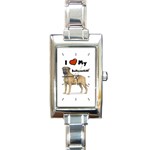 I Love My Bullmastiff Rectangular Italian Charm Watch