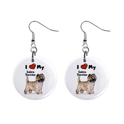 I Love My Cairn Terrier 1  Button Earrings from ArtsNow.com Front