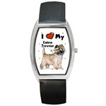 I Love My Cairn Terrier Barrel Style Metal Watch