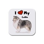 I Love My Collie Rubber Square Coaster (4 pack)