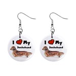 I Love My Dachshund 1  Button Earrings