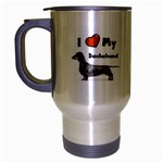 I Love My Dachshund Travel Mug (Silver Gray)