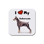 I Love My Doberman Pinscher Rubber Square Coaster (4 pack)