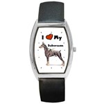 I Love My Doberman Pinscher Barrel Style Metal Watch