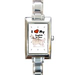 I Love My English Setter Rectangular Italian Charm Watch