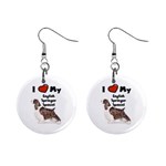 I Love My English Springer Spaniel 1  Button Earrings