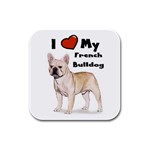 I Love My French Bulldog Rubber Square Coaster (4 pack)