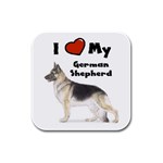 I Love My German Shepherd Rubber Square Coaster (4 pack)