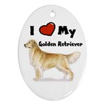 I Love My Golden Retriever Ornament (Oval)