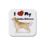 I Love My Golden Retriever Rubber Square Coaster (4 pack)