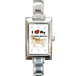 I Love My Golden Retriever Rectangular Italian Charm Watch