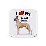 I Love My Great Dane Rubber Square Coaster (4 pack)