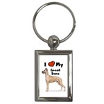 I Love My Great Dane Key Chain (Rectangle)