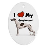 I Love My Greyhound Ornament (Oval)