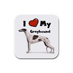 I Love My Greyhound Rubber Square Coaster (4 pack)