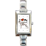 I Love My Greyhound Rectangular Italian Charm Watch