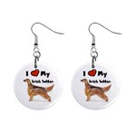 I Love My Irish Setter 1  Button Earrings