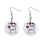 I Love My Jack Russell Terrier 1  Button Earrings