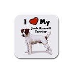 I Love My Jack Russell Terrier Rubber Square Coaster (4 pack)