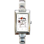 I Love My Jack Russell Terrier Rectangular Italian Charm Watch